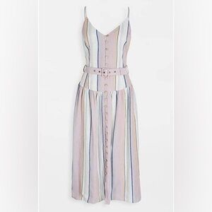 Chaser striped linen drop waist belted dress